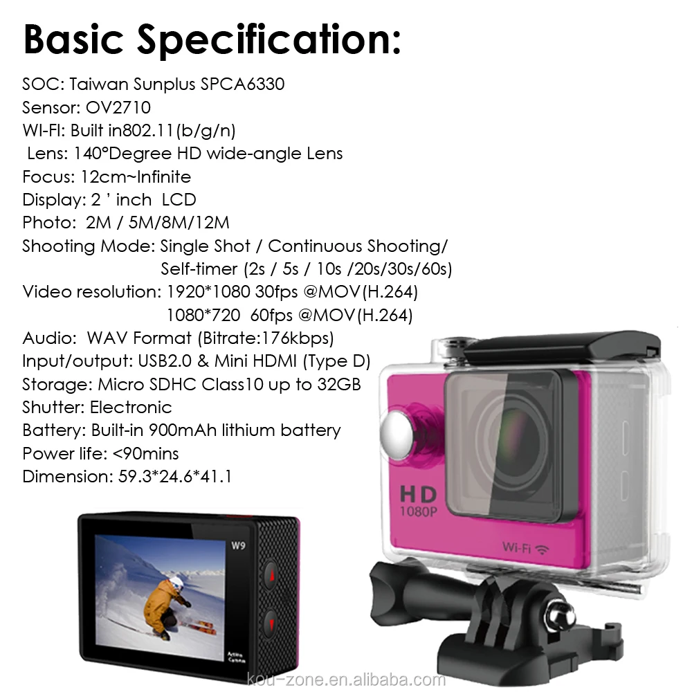2018 Trending Products Waterproof Sport Camera / Hd Mini Sport Dv 1080p