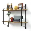 Rustic Floating Shelves Wall Mounted with torch solid wood and industrial metal brackets, great decorative wall shelves