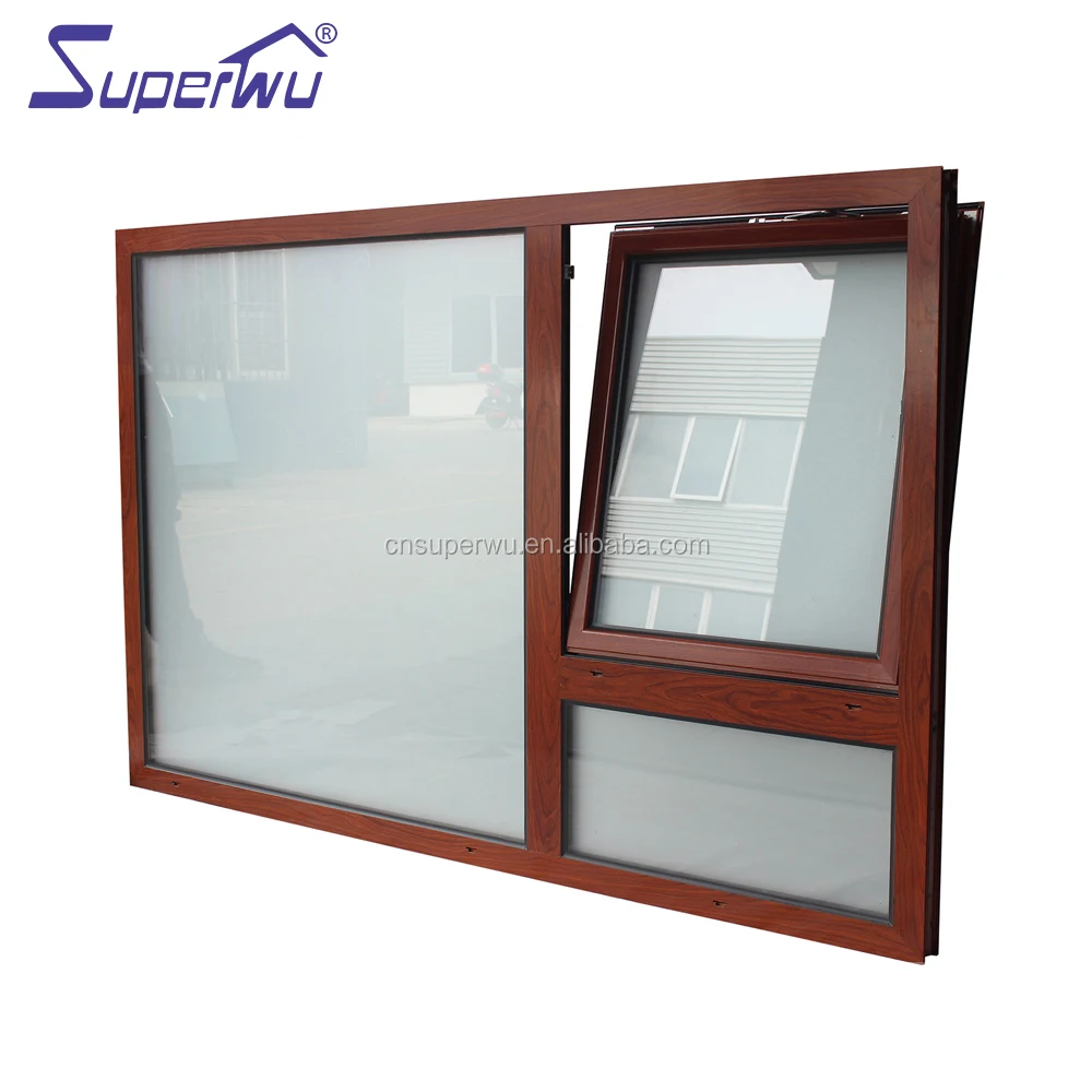 56mm thickness Wooden frame aluminium tilt and turn windows