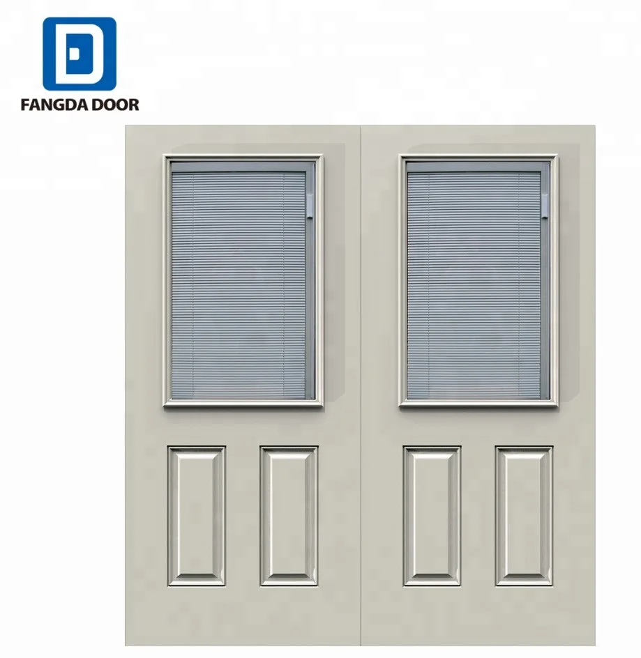 Fangda miniblind half lite steel patio external double doors