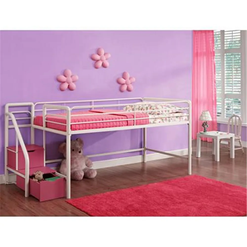 Cheap Kids Bedroom Furniture Pink White Metal Black Metal Frame