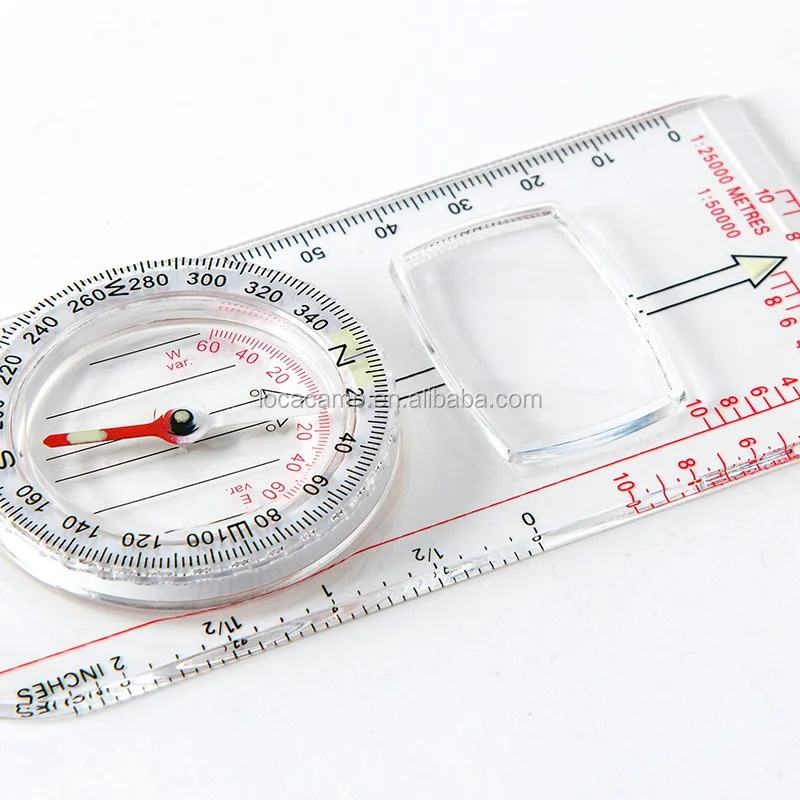 Acrylic Engineer Map Compass Scale Ruler With Magnifying Glass And