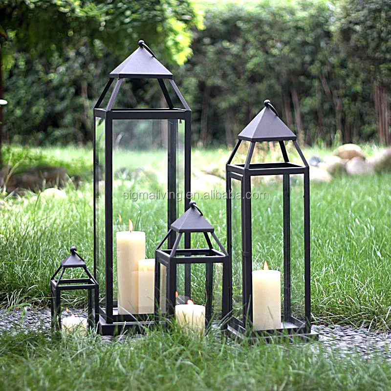 Portable classic indoor outdoor decorating metal glass candle holder