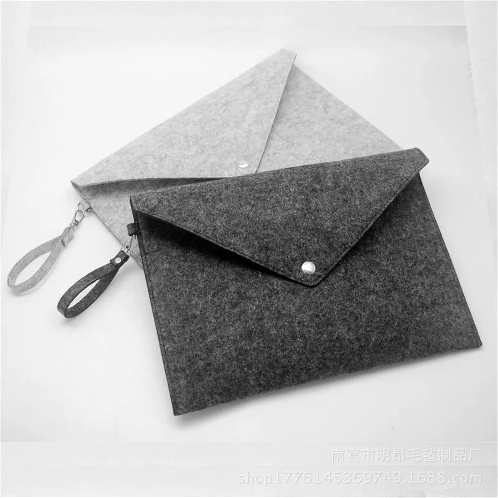 HOBOYER File Holder Portable Felt Expanding Document File Folders Luxury Durable A4 Paper Storage Bag Case for Office School Organizer Light Grey