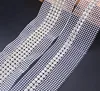 4rows wedding cake rhinestone banding,clear rhinestone with silver metal base white fabric stage decorative patch