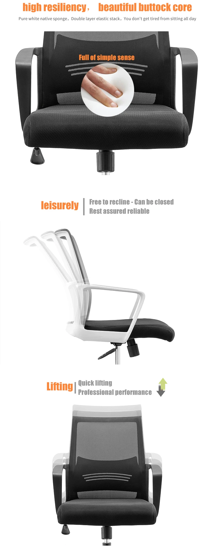 Modern black mesh cheap chair ergonomic meeting room training computer office staff chair