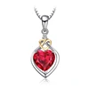 Love Knot Heart 925 Sterling Silver Chain Necklace Pendant Created Red Ruby 2.5ct Gemstone Jewelry From JewelryPalace