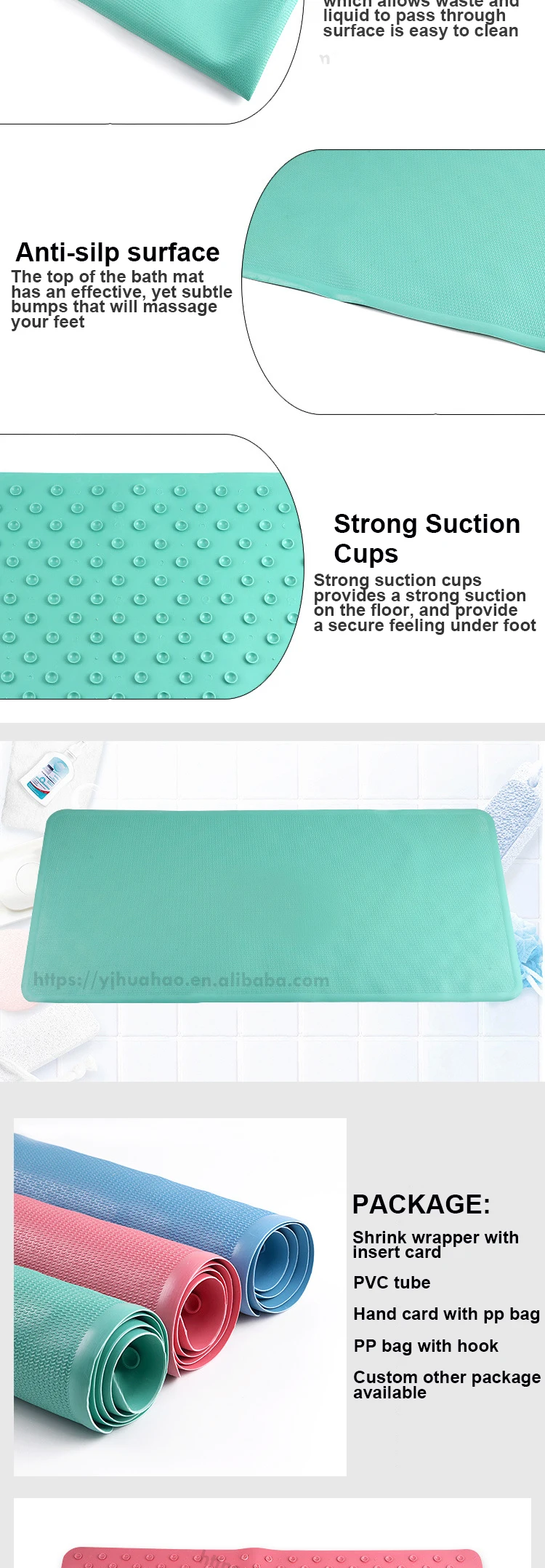 Extra Long Silicone Rubber Floor Mats For Bath Tub Toilet Shower Buy