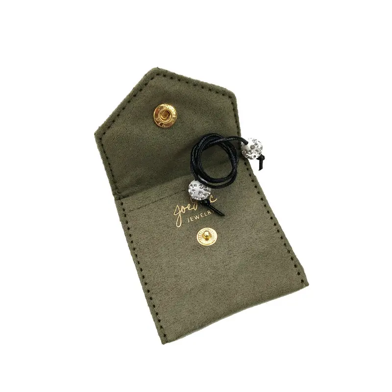 Wholesale Custom Small Suede Button Jewelry Pouch With Flap Buy