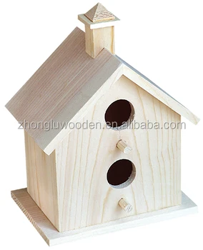 Wooden Bird's Nest Cage,New Unfinished Wooden Bird House 