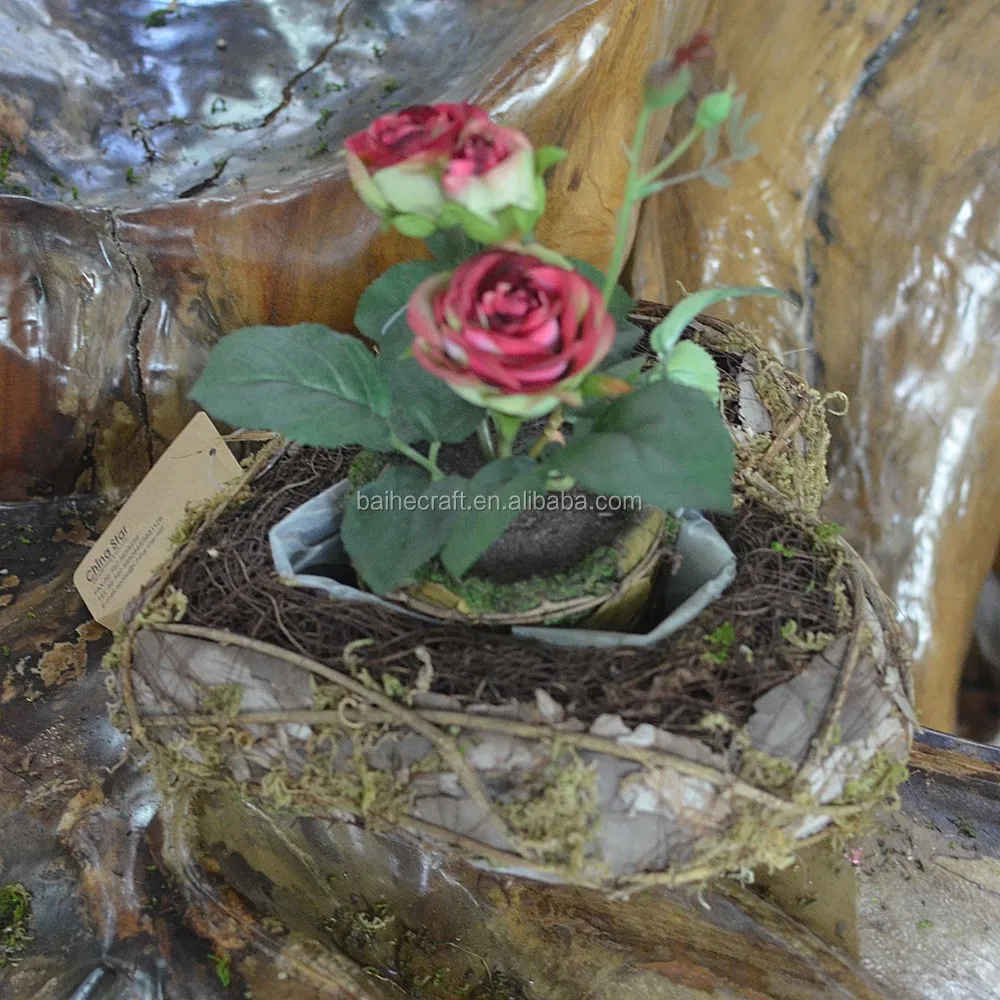  Taman ourdoor pot bunga dengan kulit alami rotan tersebar 