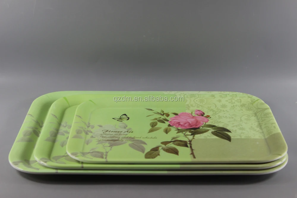 Dull Polish Surface Square Melamine Tray Sets Of 3 PC