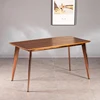 Solid Wood Brass Kitchen Table Vintage Industrial Restaurant Dining Tables Classic Metal Iron Base Wood Dining Table