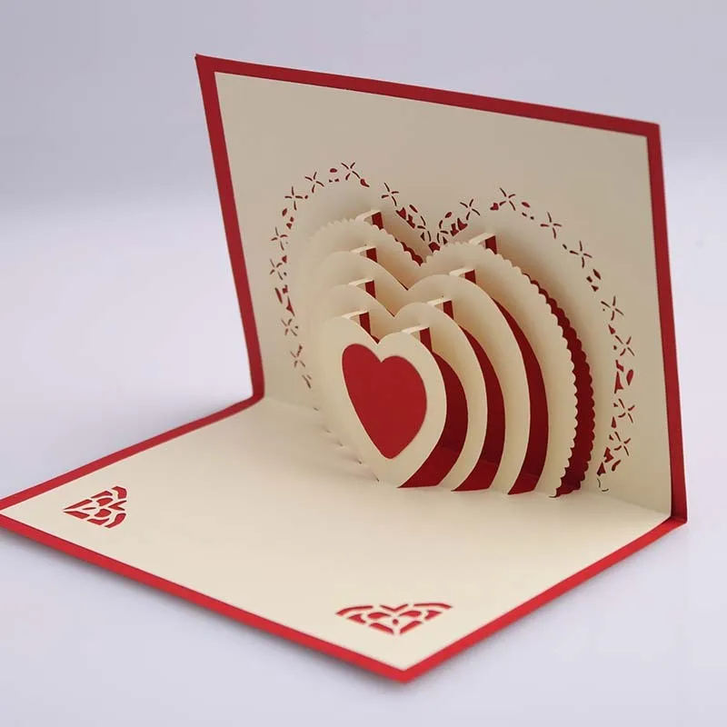 3D Pop Up Big Heart Valentine Anniversary Wedding Birthday Greeting Card 
