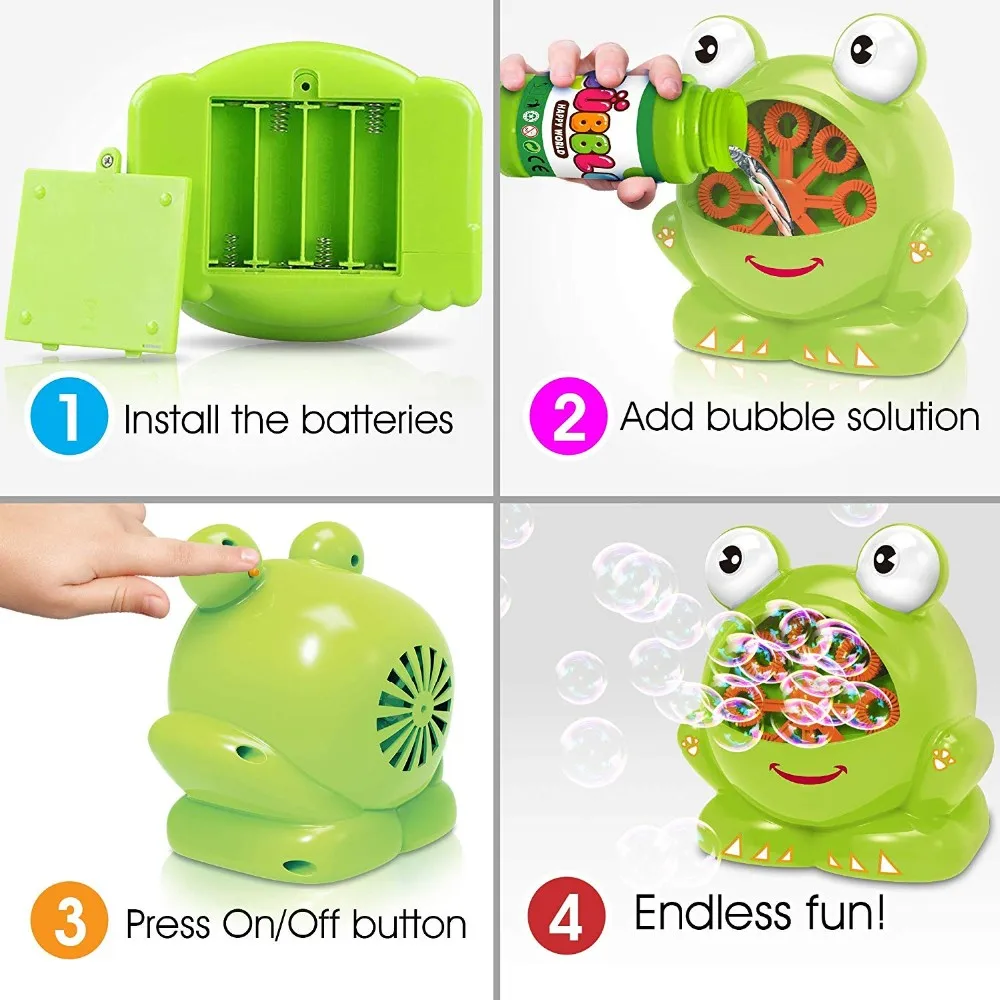 Frog Bubble Machine Set For Kids Includes Bubbles Blowing Toys And