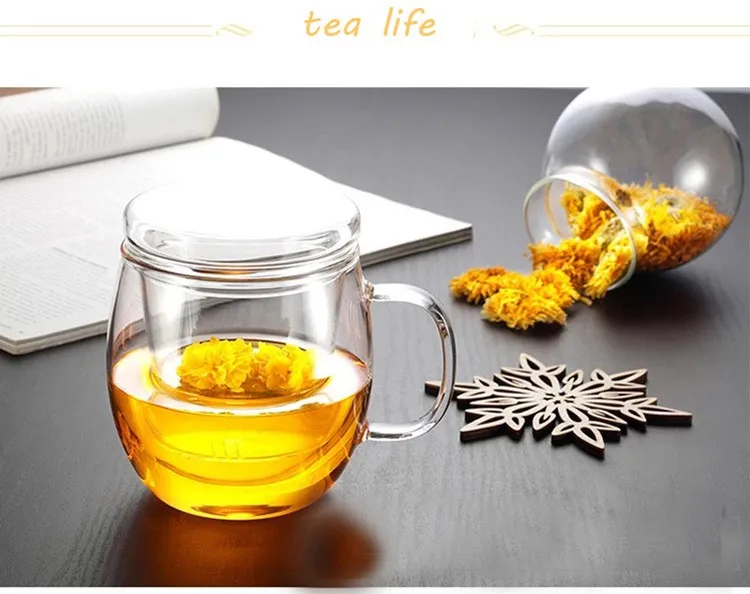 12oz / 17oz Glass All In One Tea Cup With Infuser And Lid,Infuse Mug