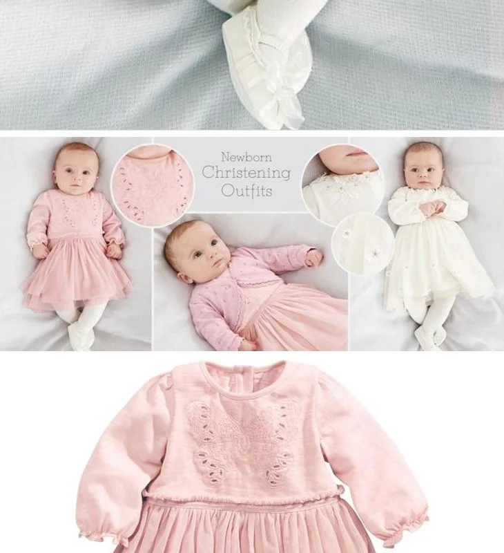 Rosa Vestido De Renda Para O Bebê Batizado Vestido De Roupa Infantil