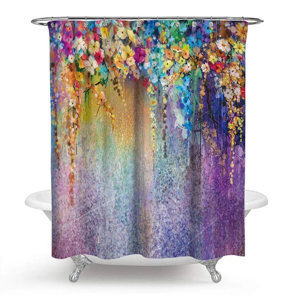 72X72/" Romantic Lavender Purple Shower Curtain Set Waterproof Fabric Polyester