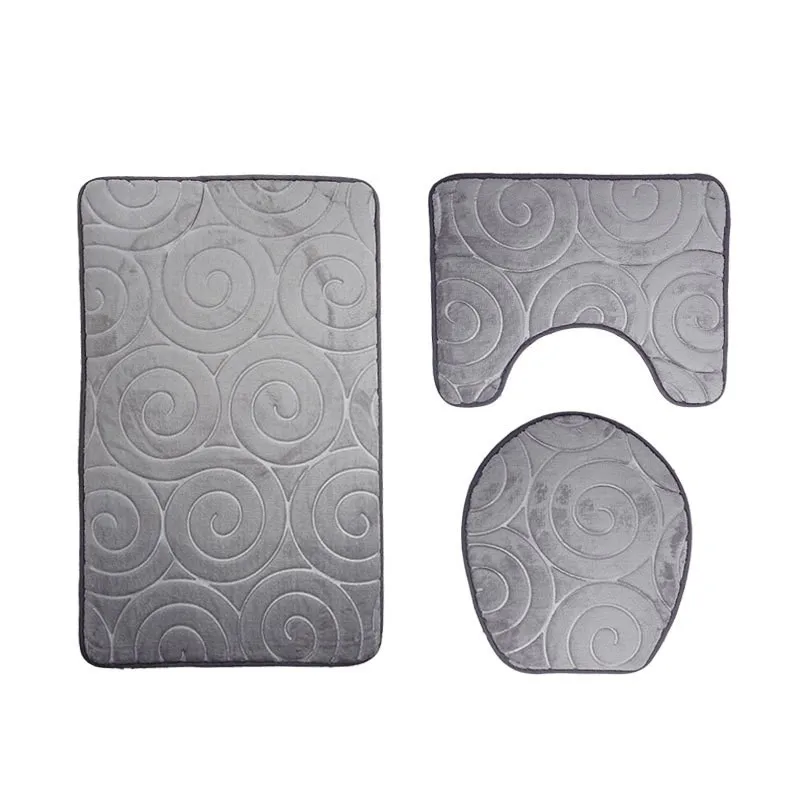 Charmcci 800106 Bath Mat Set 3 Pcs Bath Met Set Pattern Bathroom Rug