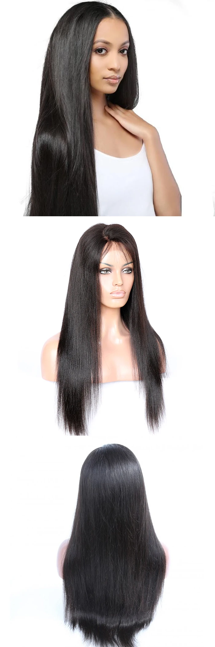 unprocessed cuticle aligned factory direct high quality 9A virgin lace front natural straight human hair wig