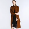 Hot Sales High Quality Women's Handmade Caramel Colour Winter Slim Collar Double-Sided Wool Long Overcoats For Women