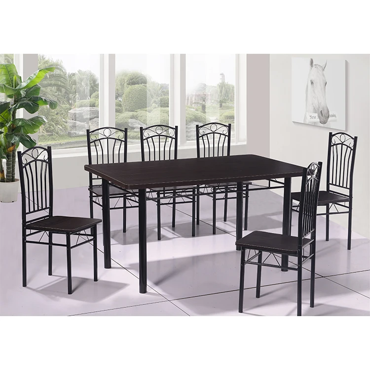 Factory Export 7pieces Melamine Dining Table Set 1 Table And 6 Chairs