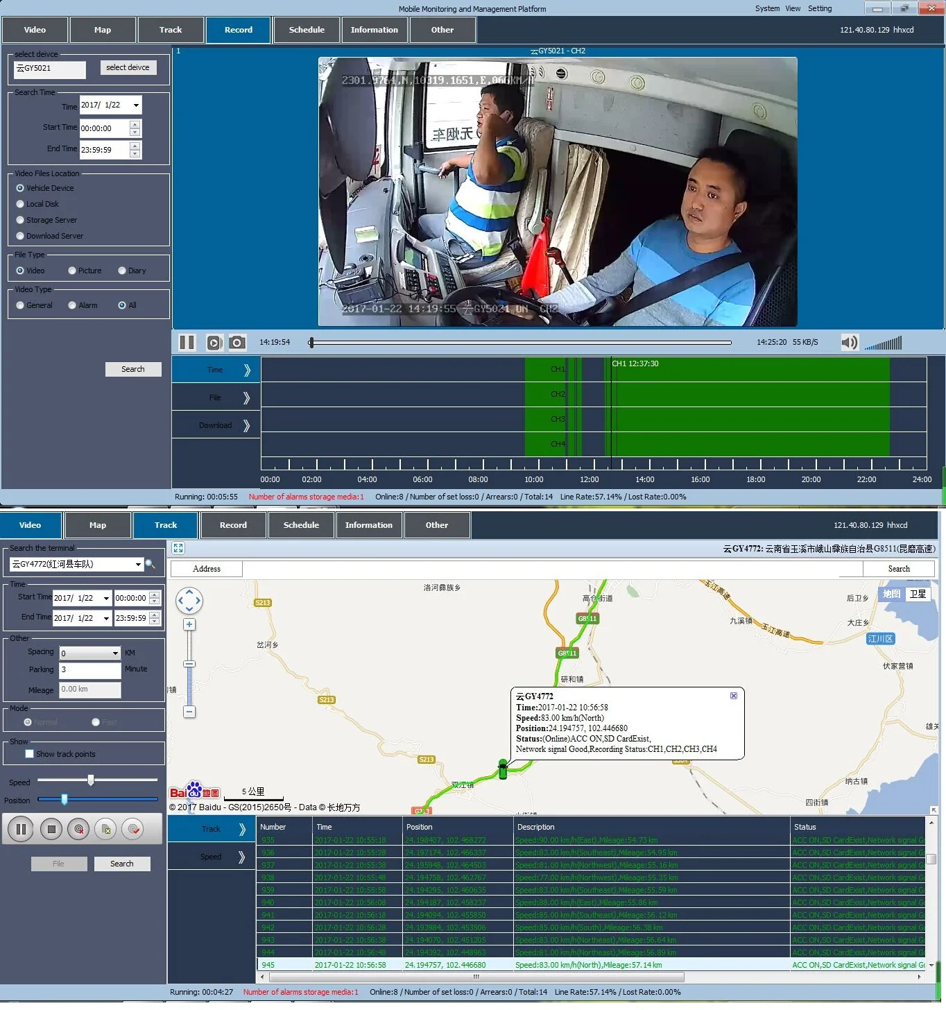 vehicle GPS tracker 3G/WIFI bus MDVR