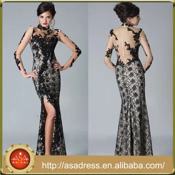 Di Sexy Collo Alto Da Abiti Sera Vedere Attraverso Jq06 Pizzo Nero shQtrd