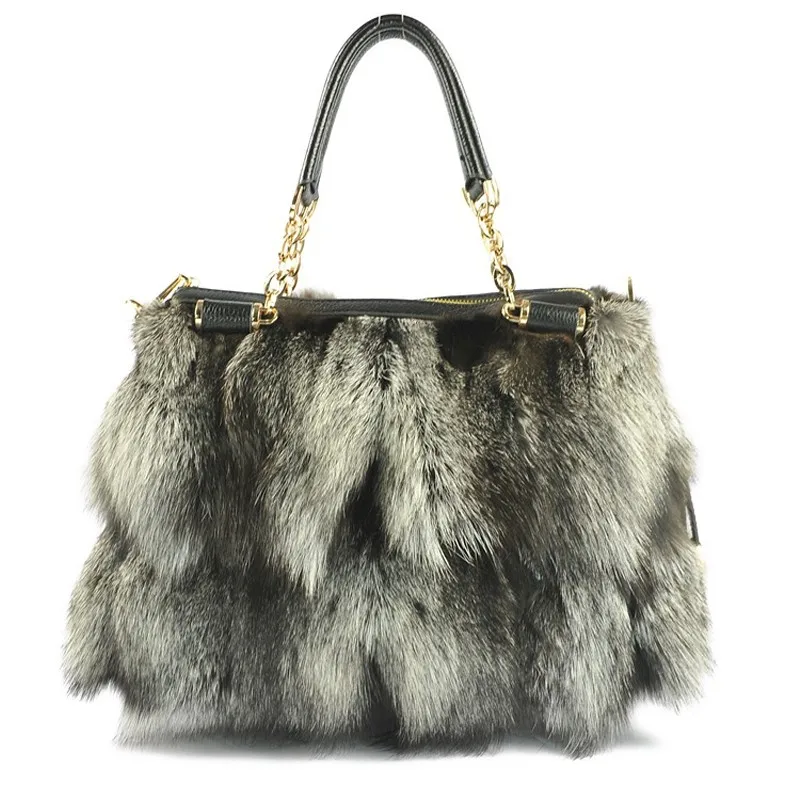 2016 fashion style luxury fox fur lady bag for women hot sale fur handbag