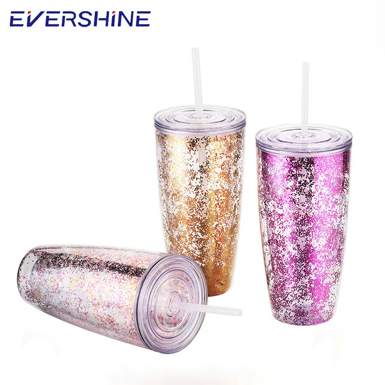 Direct Factory Wholesale 24oz Glitter Plastic Double Wall Acrylic