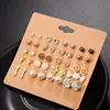 new Fashion 20 pairs alloy Geometric Gold and Silver Plated Hoop mixed Week stud earrings set