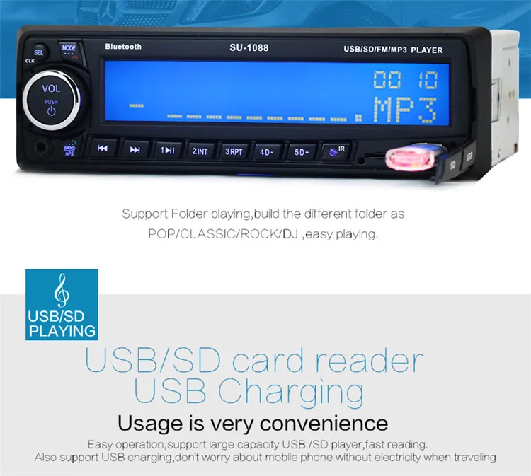 Universal Car Radio Receiver Car Stereo With Bluetooth Mp3 Player/usb