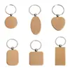 Promotional Natural Plain Wooden Keychain Key Ring Round Square Wood Accessories Gifts
