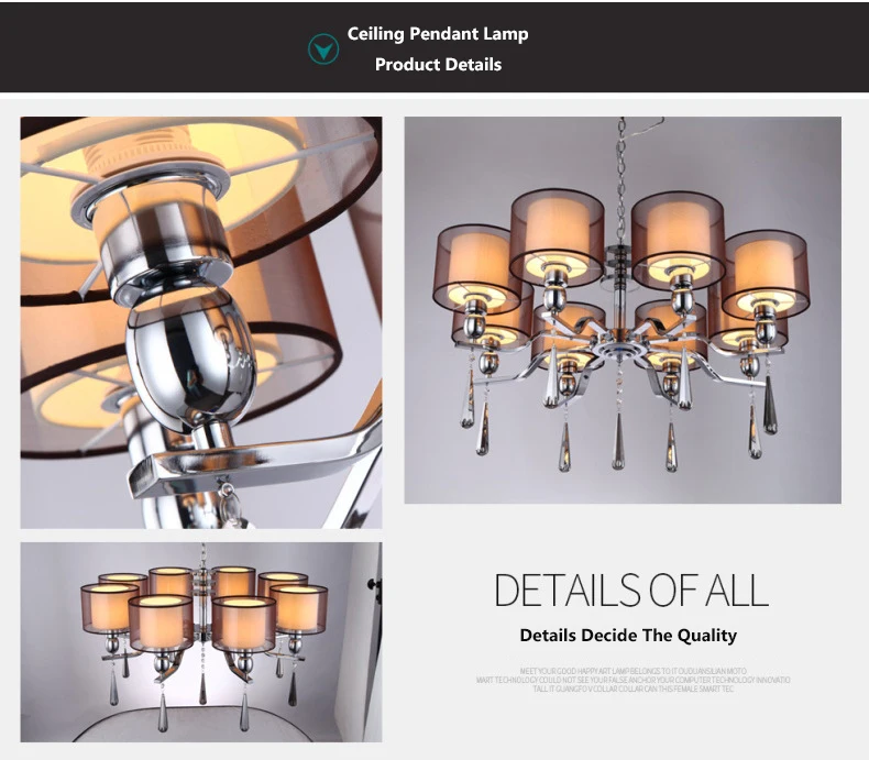 Decorate Contemporary 6 8 heads lights ceiling crystal hotel chandelier pendant for living room