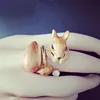 Cute Enamel Squirrel Nut Ring Set Metal Rings For Fingers One Set Animal Girls Finger Rings Gold Plated
