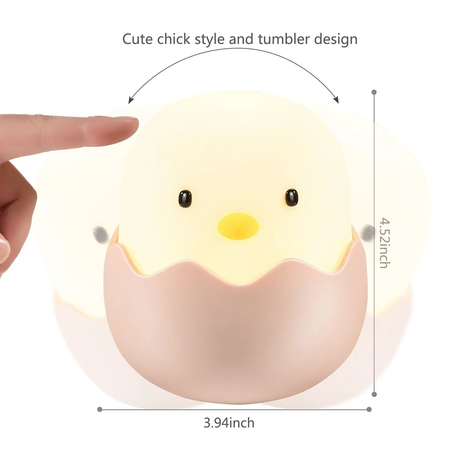 YARRAE 2018 YEARS Rechargeable Egg Shell Chick Shape Top Control Lamp for Girl Lady Kid Baby Bedroom and Nursery