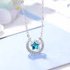 Yiwu Hot sale Dazzling Azure Moon Star Zircon Necklace 925 Sterling Silver Necklace For Women Gifts Wholesale