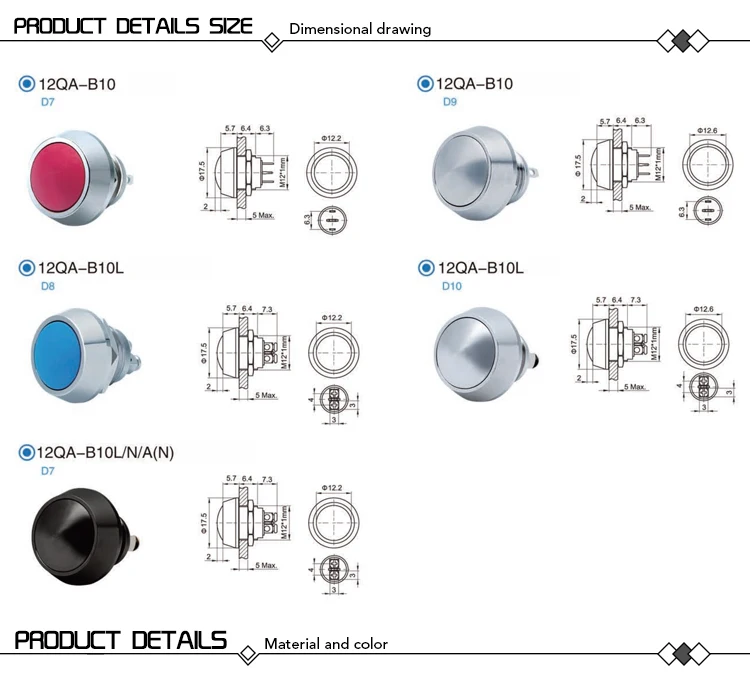 push button switch,momentary push button switch,metal push button switch,12mm push button switch,2 pin push button switch,220 volt push button switch