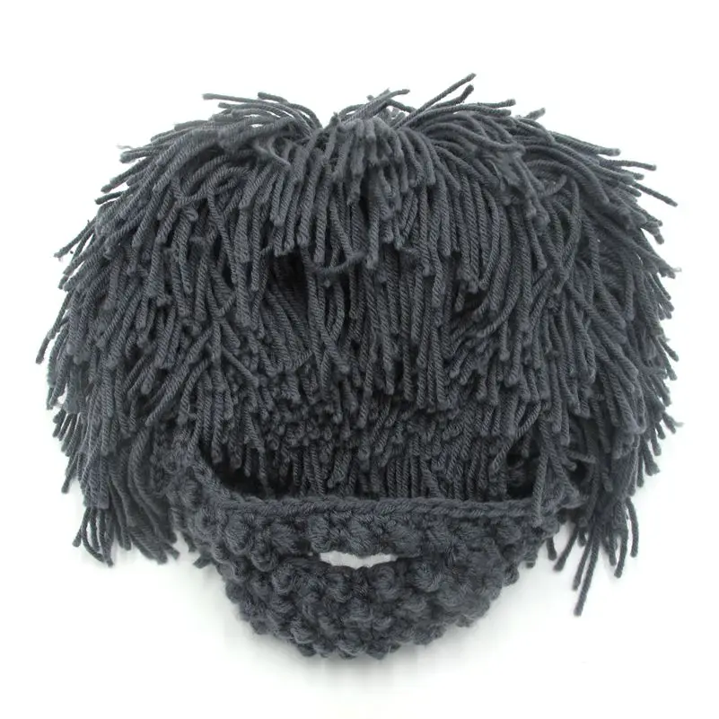 Wig Beard Hats Hobo Mad Scientist Caveman Handmade Knit Warm Winter Cap Men Women Halloween Gifts Funny Party Beanies 5 Colours