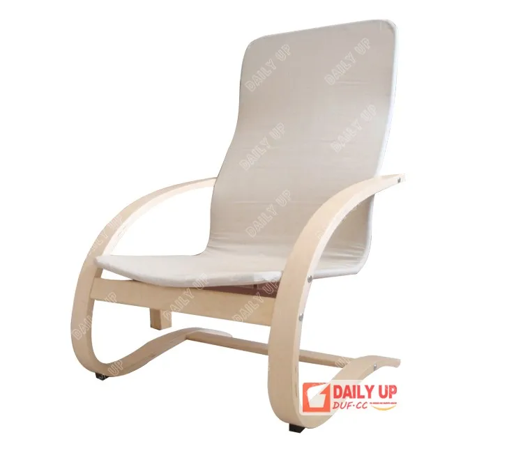 Hot Sale Wooden Leisure Chair With Headrest Padded Cushion Sled Frame Bentwood Chair For Bedroom Living Room Hotel Lounge