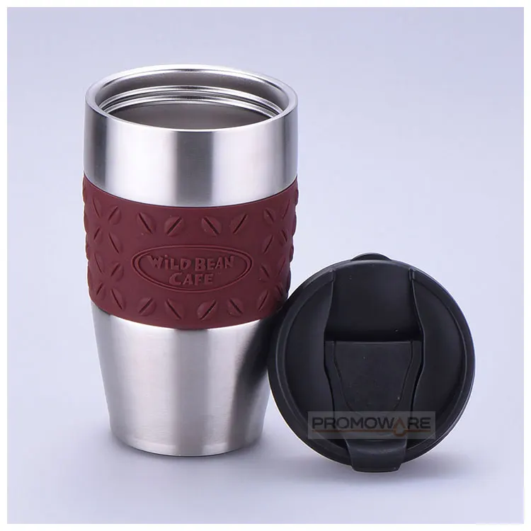 14oz 450ml Stainless Steel Logo Band Thermos Coffee Mug Vaccum