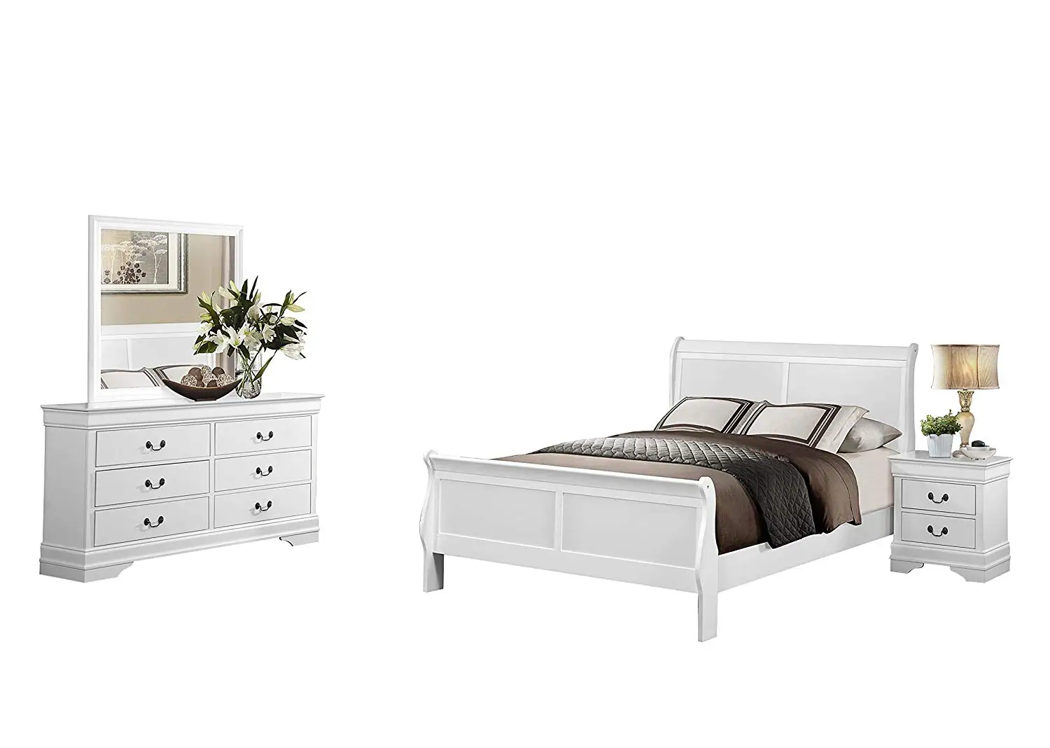 Buy Modern Louis Philippe 4pc Bedroom Set Cal King Sleigh