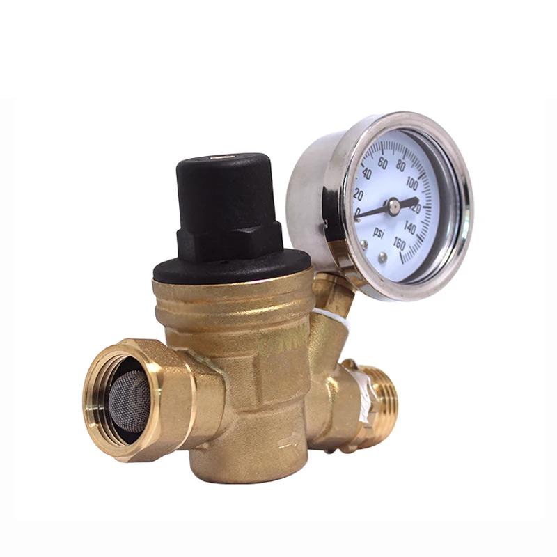 3/4 Inch Brass Water Pressure Regulator Valve With Gauge Inlet Screen Filter Buy Pressure