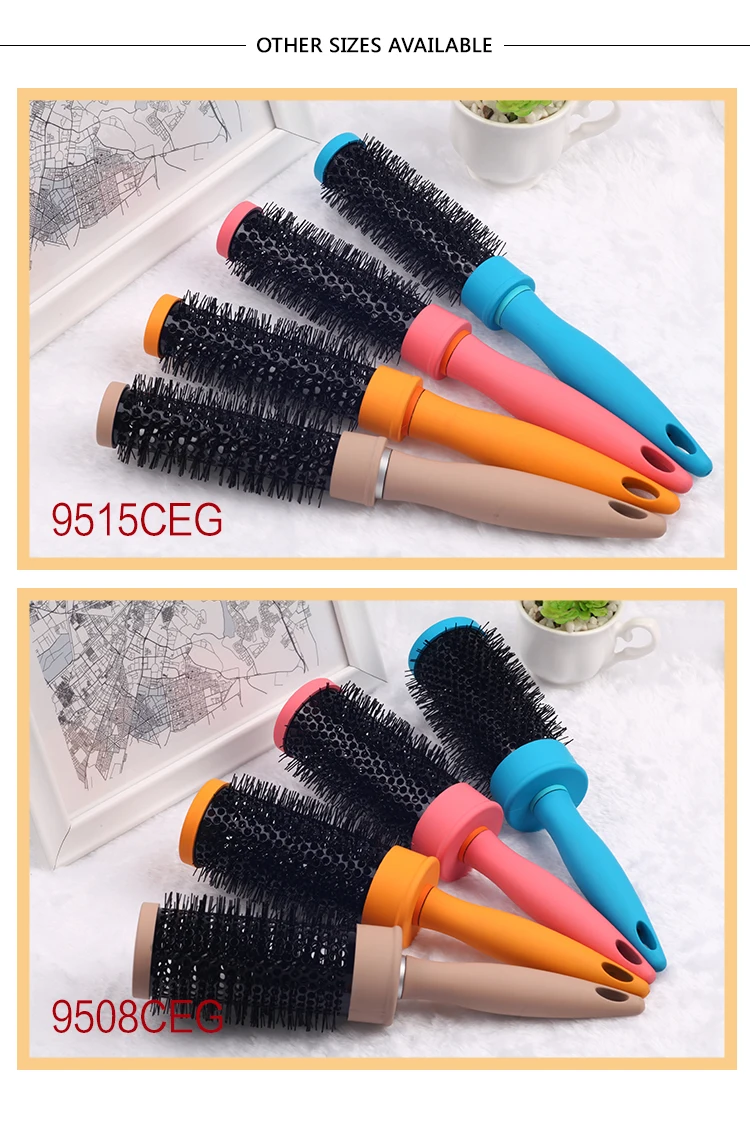 EUREKA 9515CEG Aluminum Barrel Hair Brush Nylon Heat-resistant Ceramic Brush Ionic Nano Technology Round Hair Brush