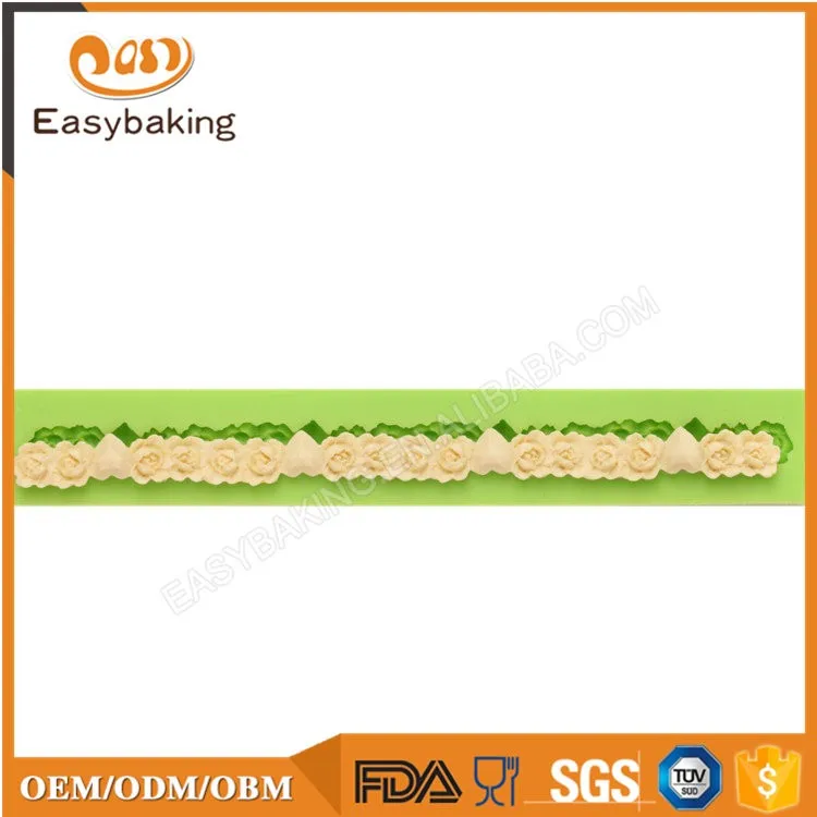 ES-4305 Multiduty flower shape fondant cake border silicone mold for wedding cake decorating