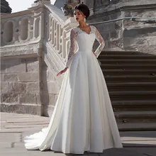 Vintage Lace Long Sleeve Wedding Dresses Ball Gowns Stain Back Zipper Bridal Gown Dress font b