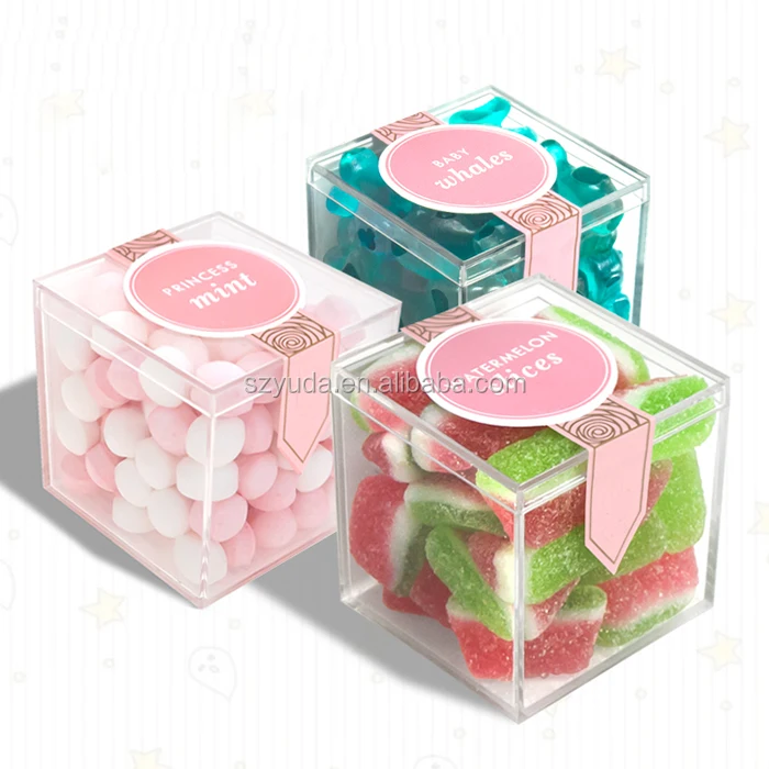 5.5x5.5x5.5cm Acrylic Wedding Favor Box Clear Candy Favor Boxes High