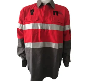 Reflective High Visibility Safety Work Uniforms Red Grey Button Shirts Reflective High Visibility Safety Work Uniforms Red Grey Button Shirts