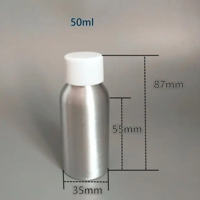 50ml Empty Metal Aluminum Bottle with plastic cap for Cosmetic Oil, Empty Perfume Aluminum Bottles