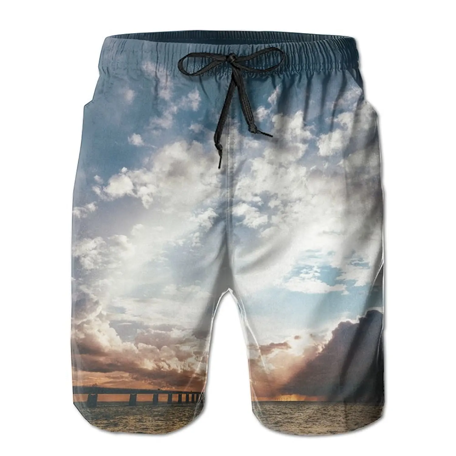 Casual Men Sand Beach Pants Summer Surfer Water Dry Family Swimming Drawstring